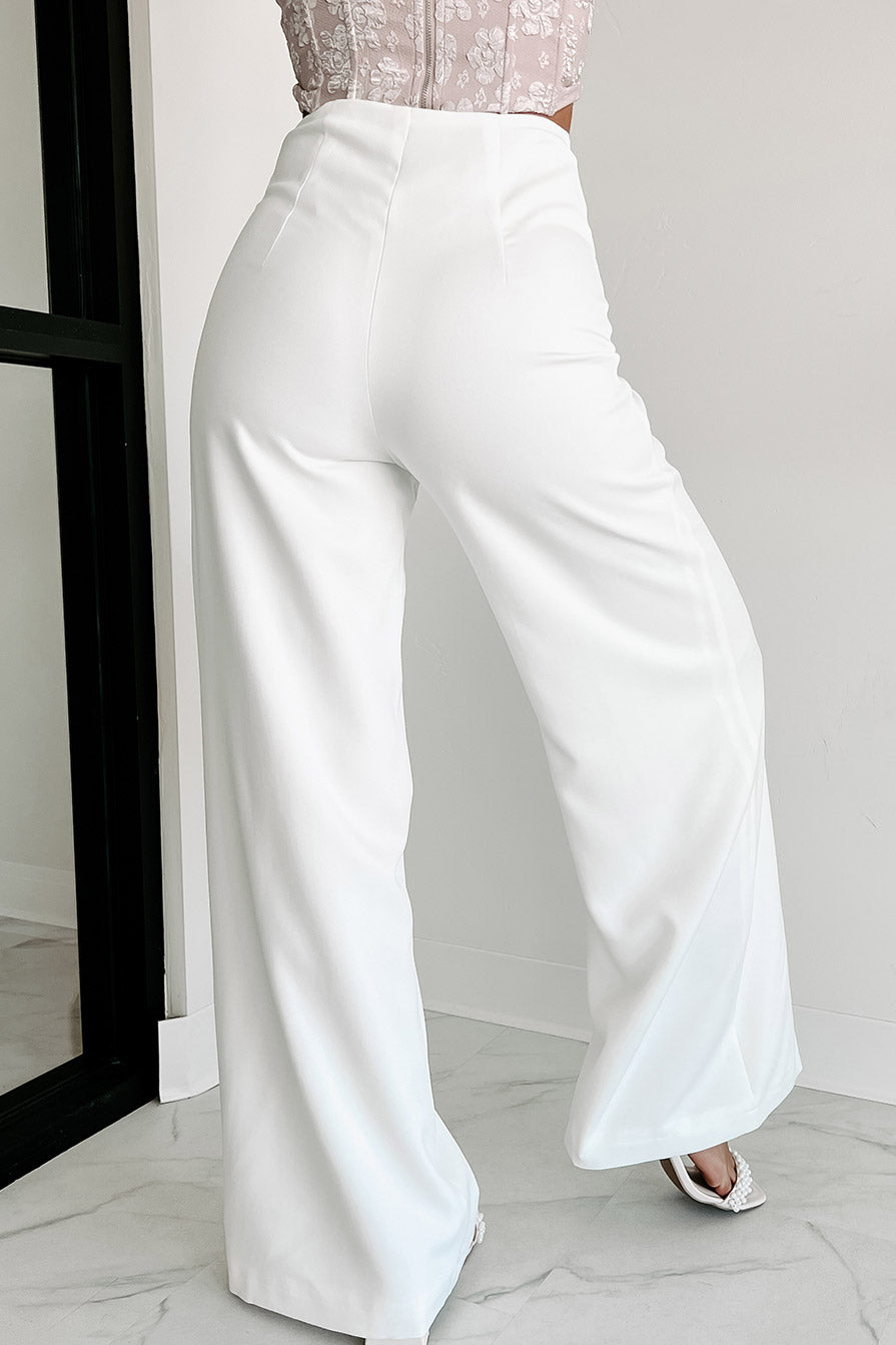 In Sophisticated Company Wide Leg Pants (Off White) - NanaMacs