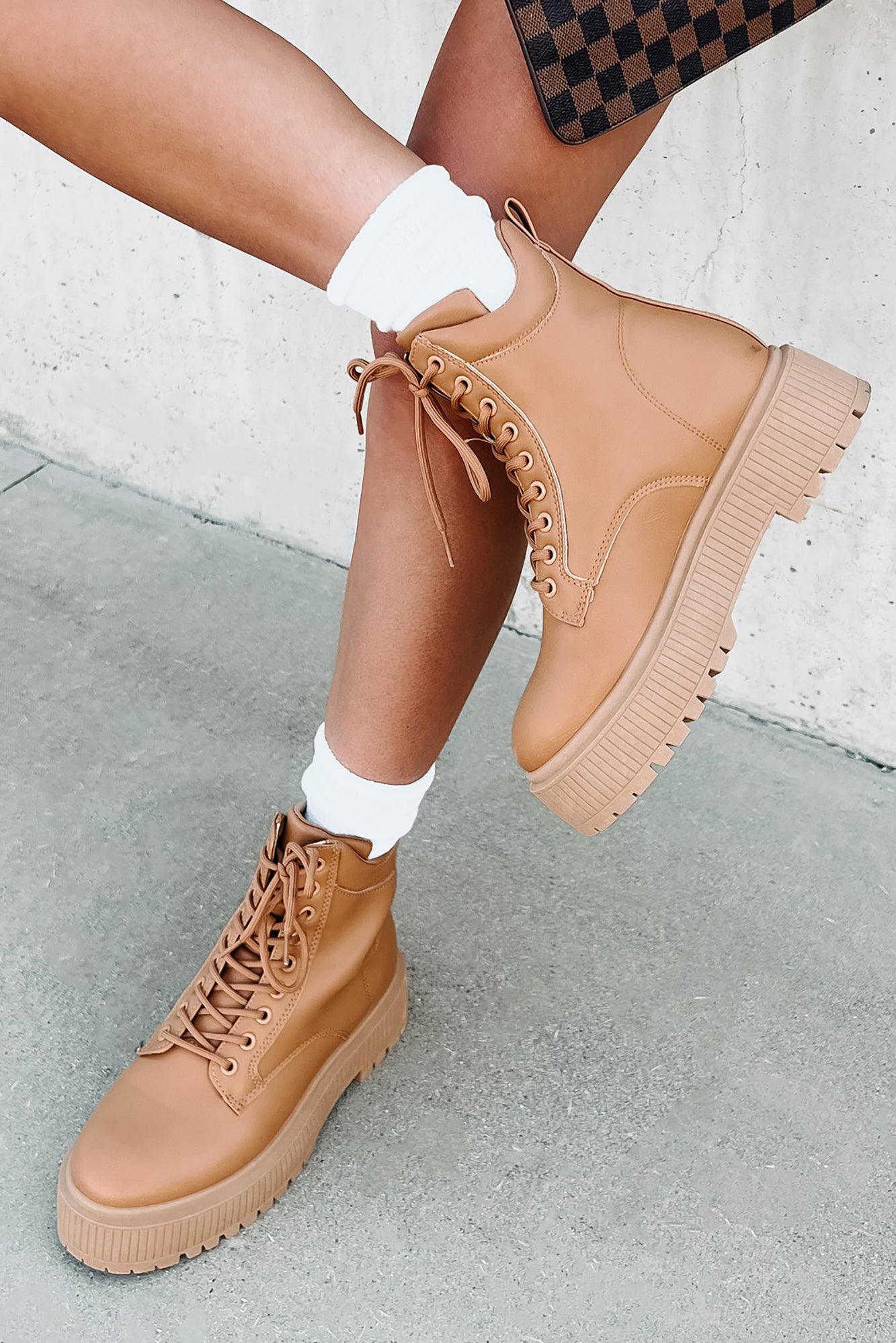 Tan faux leather boots Clearance