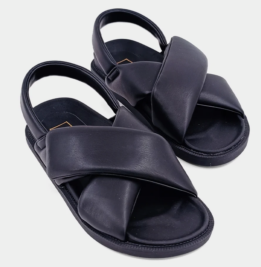 PREORDER Call It Casual Cushioned Strap Sandals (Black) - NanaMacs