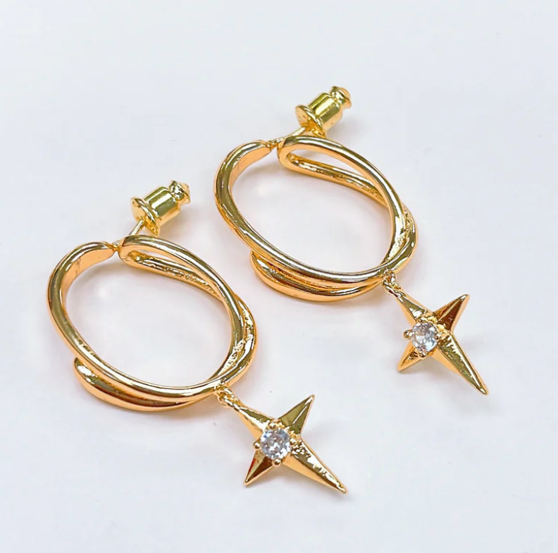 PREORDER Shooting Stars Diamond Star Earrings (Gold) - NanaMacs
