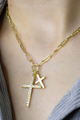 Have A Little Faith Double Cross Necklace (Gold) - NanaMacs