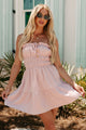 Not My Concern Shirred Strapless Mini Dress (Light Pink) - NanaMacs
