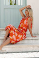 Radiant As Always Floral Satin Maxi Dress (Orange) - NanaMacs