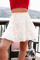 All Aflutter Tiered Ruffle Mini Skirt (Off White) - NanaMacs
