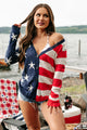 Freedom Fashion American Flag Cardigan (Red/Navy) - NanaMacs