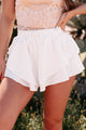 I'm Always Fun Tiered Ruffle Elastic Waist Shorts (White) - NanaMacs