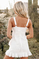 Darling Perfection Floral Textured Ruffle Mini Dress (White) - NanaMacs