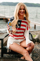 Proud & Patriotic American Flag Knit Sweater Top (Off White) - NanaMacs