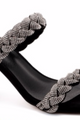 PREORDER Stylish Strut Braided Double Strap Heels (Black) - NanaMacs
