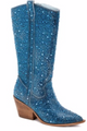 PREORDER Glitzy Livin' Rhinestone Boots (Light Blue Rhinestones) - NanaMacs