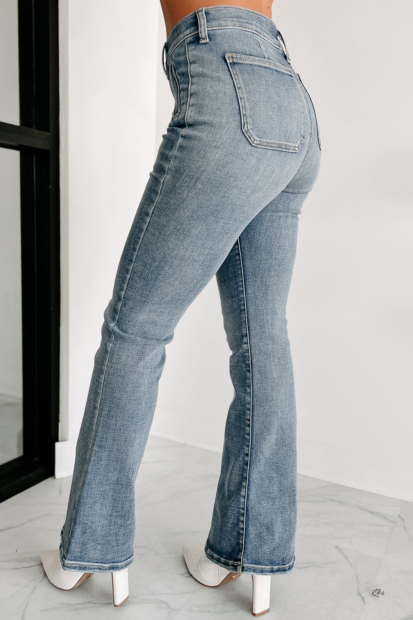 Debra High Rise Sneak Peek Bootcut Jeans (Medium Light) - NanaMacs