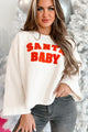 Just You For Christmas "Santa Baby" Sherpa Sweatshirt (Ivory/Orange) - NanaMacs