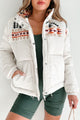 Icy Welcome Aztec Detailed Nylon Puffer Jacket (Cream Aztec) - NanaMacs