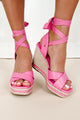 Confidence Factor Ankle Wrap Platform Wedge Sandals (Pink) - NanaMacs
