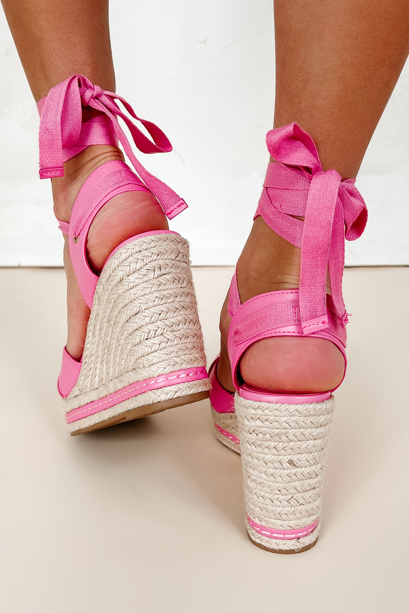 Confidence Factor Ankle Wrap Platform Wedge Sandals (Pink) - NanaMacs