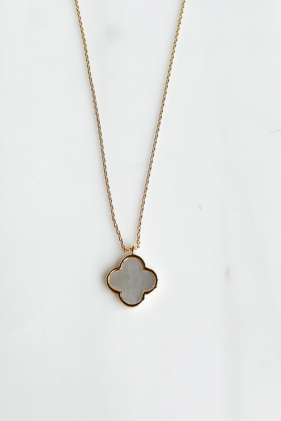 Who Needs Luck Gold Dipped Pendant Necklace (White/Gold) - NanaMacs