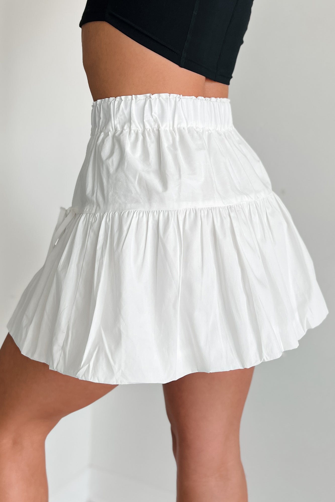 Total Infatuation Bubble Hem Mini Skirt (White) - NanaMacs