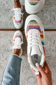 Shine Seeker Woven Platform Sneakers (White/Rainbow) - NanaMacs