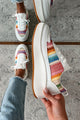 Shine Seeker Woven Platform Sneakers (White/Rainbow) - NanaMacs