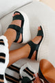 Mia Isn't It Obvious Textured Platform Sandals (Black) - NanaMacs