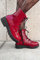 Doorbuster Lennox Patent Leather Combat Boots (Red Patent) - NanaMacs