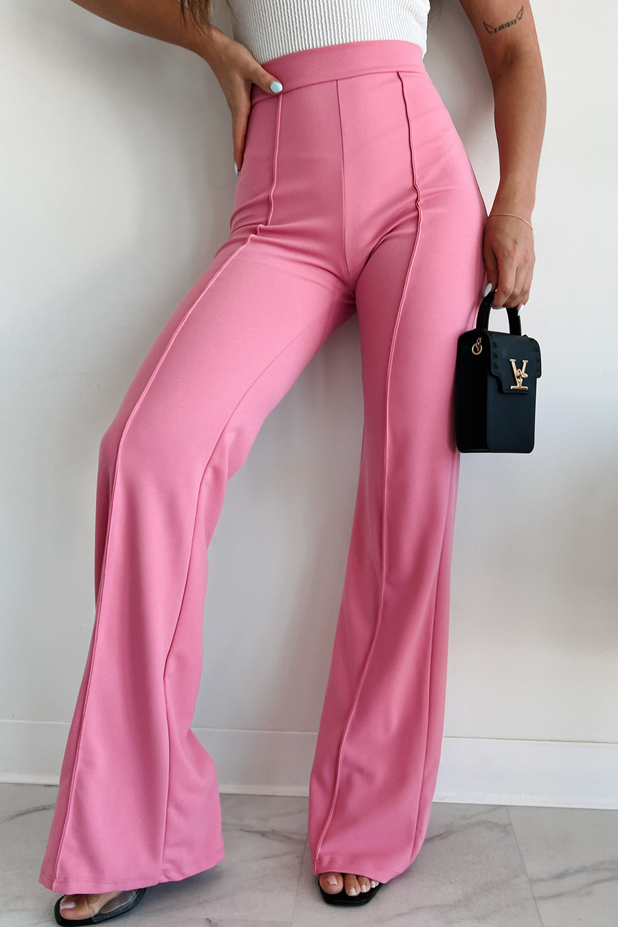 Work Talk High Waist Dress Pant (Pink) - NanaMacs