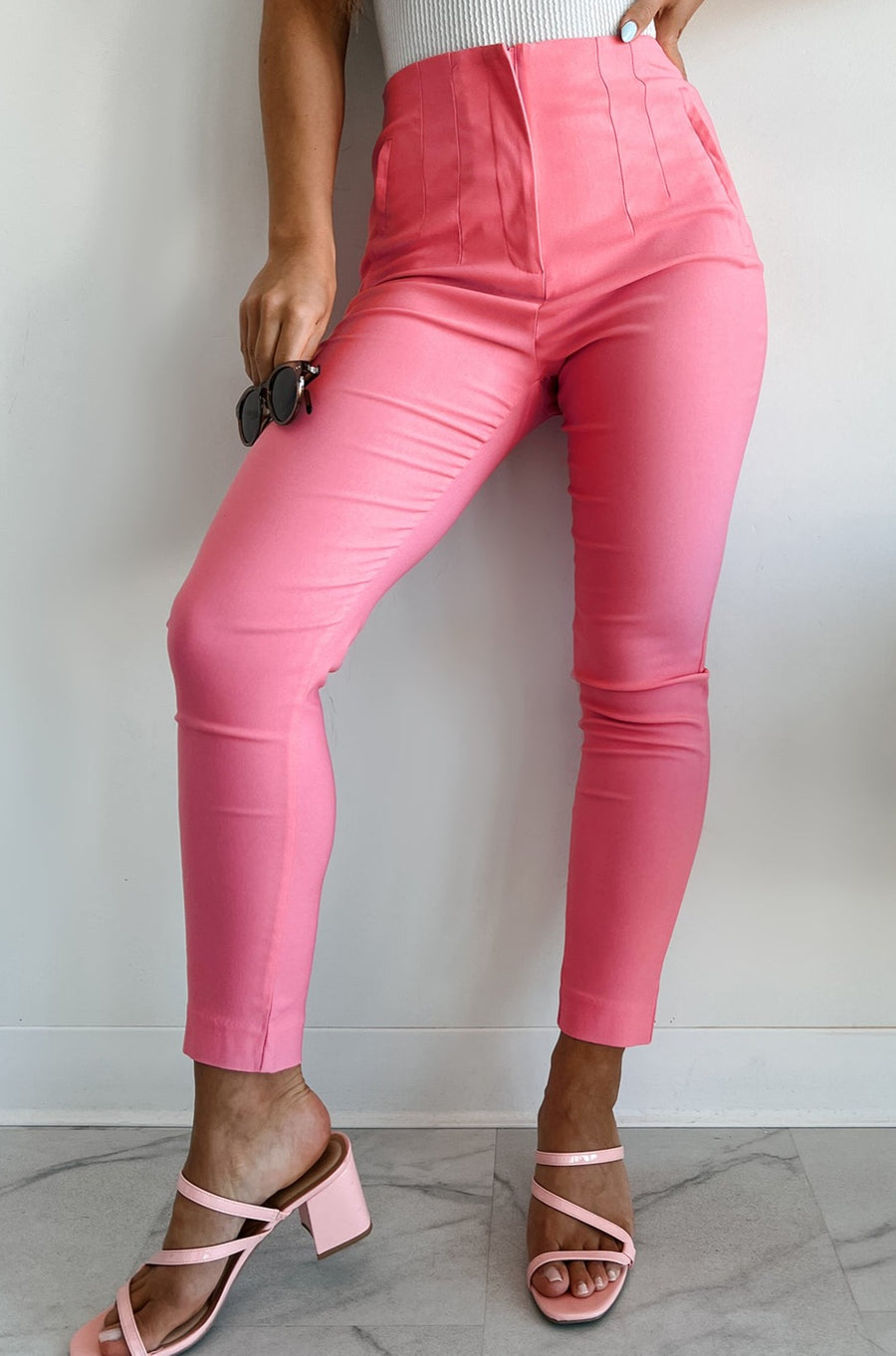 Read The Fine Print High Waist Skinny Pants (Pink) - NanaMacs