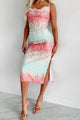 Under The Spotlight Colorblock Sequin Midi Dress (Mint/Pink) - NanaMacs