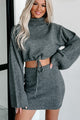 Change In The Weather Sweater Knit Crop Top & Skirt Set (Charcoal) - NanaMacs