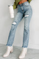 Figuring You Out High Rise Distressed Risen Flare Jeans (Light) - NanaMacs