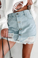 Augie Distressed Denim Mini Skirt (Light Denim) - NanaMacs