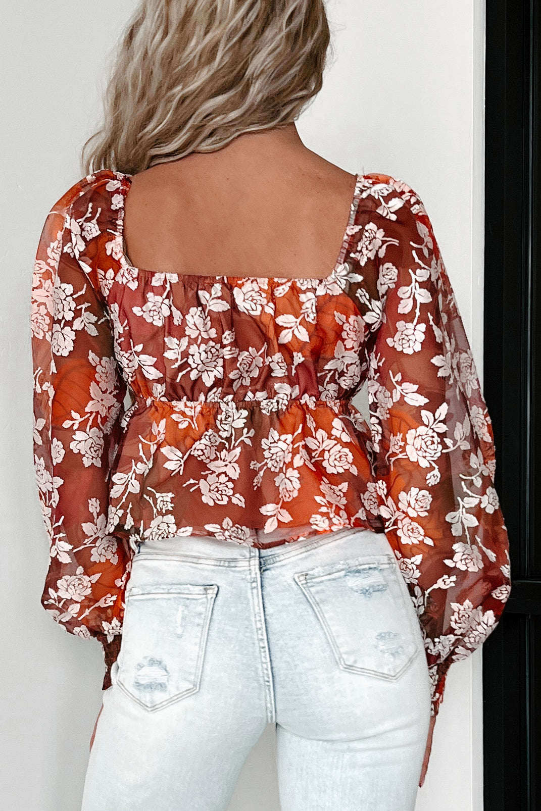 One Good Reason Floral Peplum Top (Red Floral) - NanaMacs