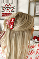 Happily Ever Antler Holiday Theme Hair Clip (Red/White) - NanaMacs