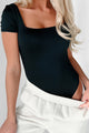Simply Styled Short Sleeve Square Neck Bodysuit (Black) - NanaMacs