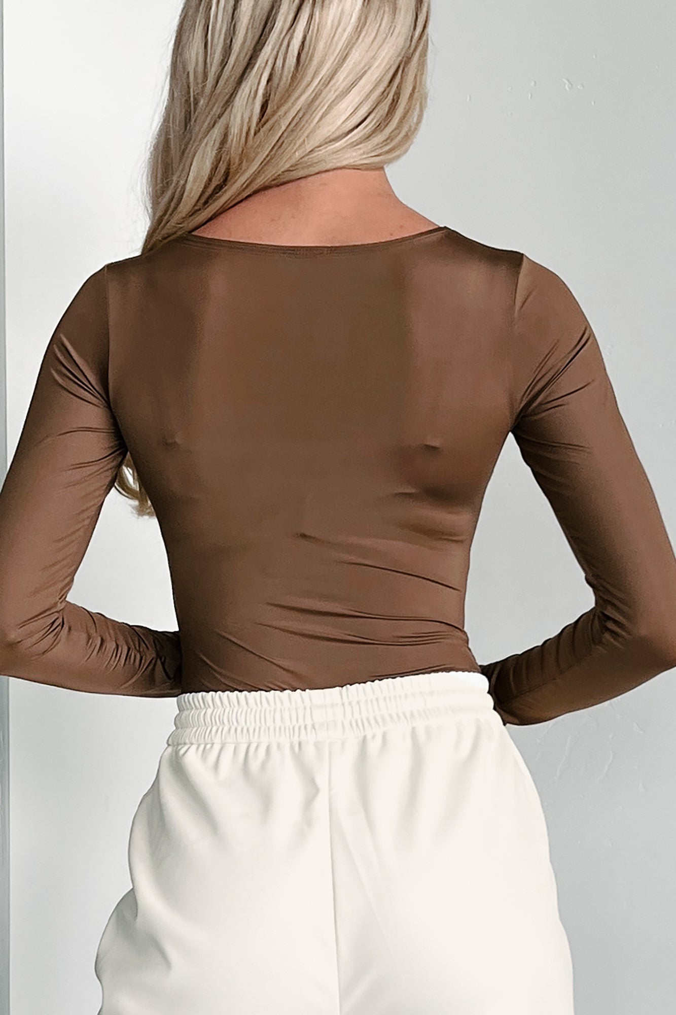 Vague Answers Long Sleeve Bodysuit (Brown) - NanaMacs