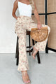 Blooming To Perfection Drawstring Floral Cargo Pants (Light Taupe) - NanaMacs