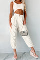True Motive Textured Lace Cargo Pants (Ivory) - NanaMacs