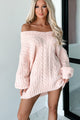 Collecting My Thoughts Oversized Sweater Dress (Blush Pink) - NanaMacs