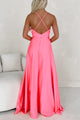 Look At The Bright Side Rhinestone Strap Maxi Dress (Hot Pink) - NanaMacs
