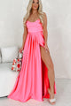 Look At The Bright Side Rhinestone Strap Maxi Dress (Hot Pink) - NanaMacs