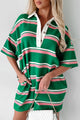 Cormac Striped Collared T-Shirt Dress (Green) - NanaMacs