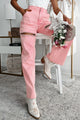 Ships By 5/20 Blowing Your Mind Slit-Front Wide Leg Rhinestone Jeans (Pink) - NanaMacs