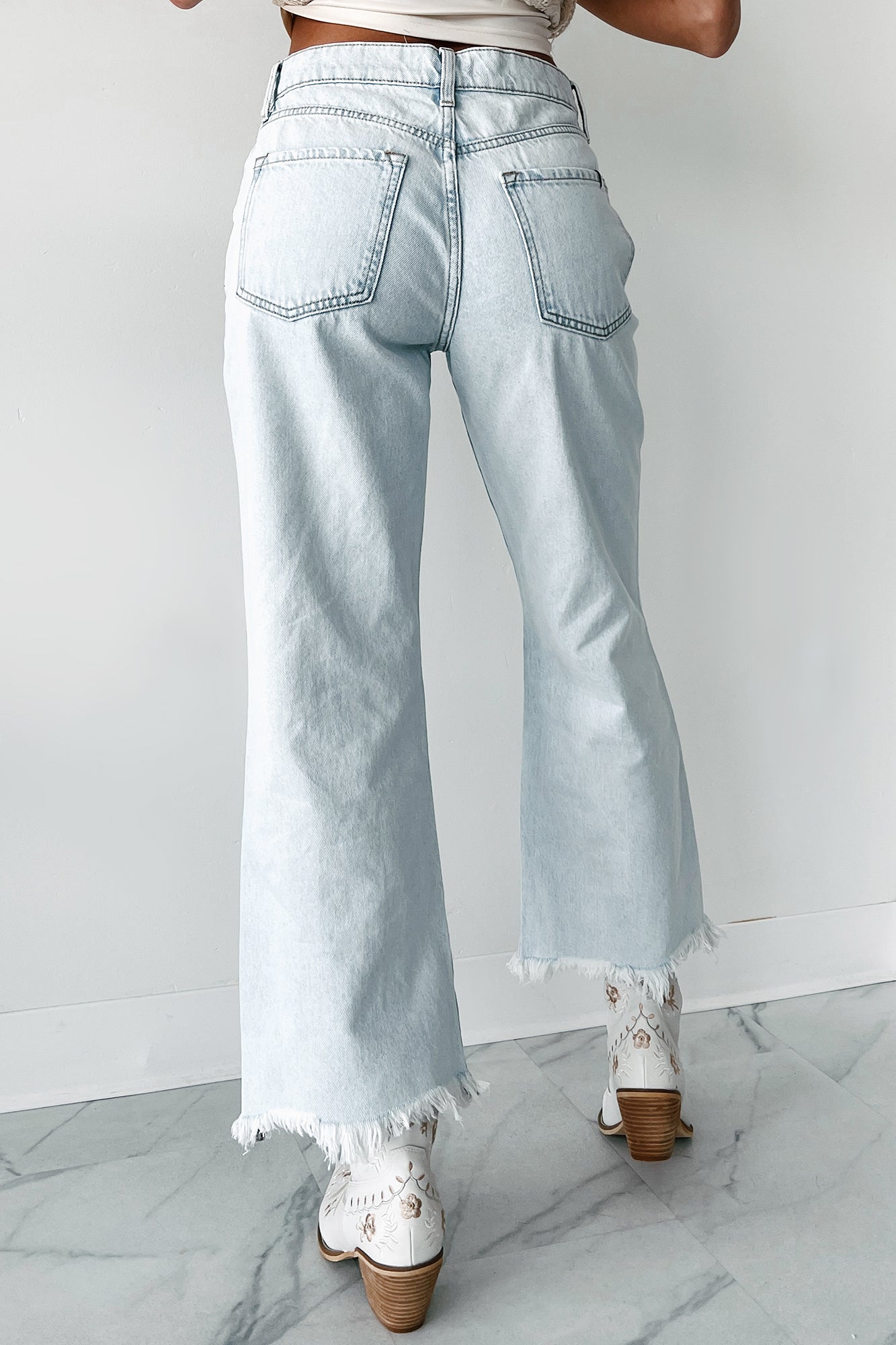 Anthony High Rise Distressed Sneak Peek Crop Jeans (Light Acid) - NanaMacs
