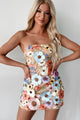 Bryony Strapless Floral Applique Mini Dress (Multi Flower) - NanaMacs