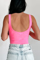 Sheer Satisfaction Mesh Tank Bodysuit (Neon Pink) - NanaMacs