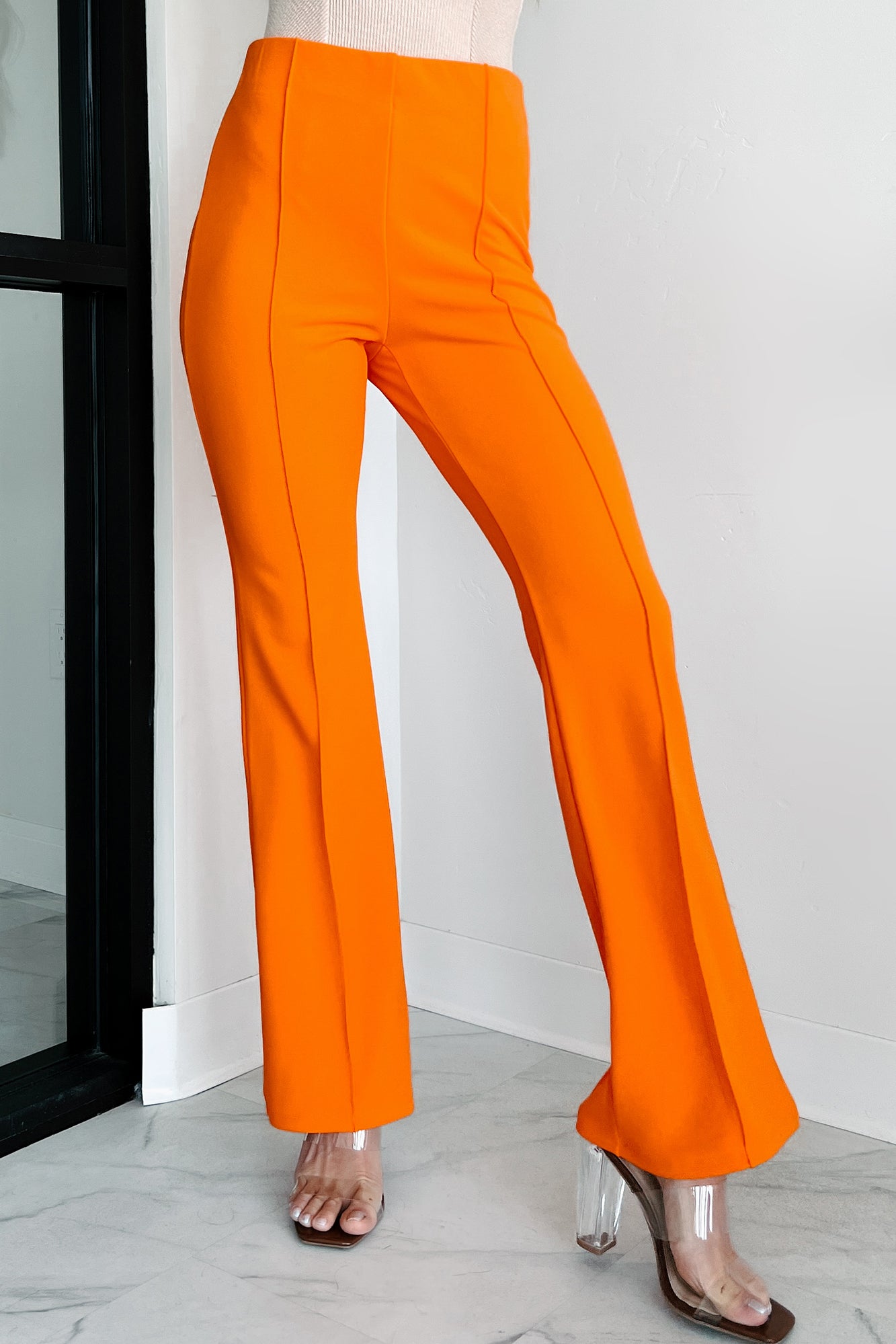 Style Stance High Waist Flare Pants (Tangerine) - NanaMacs