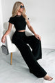 Fashionable Finesse Crop Top & Palazzo Pant Set (Black) - NanaMacs