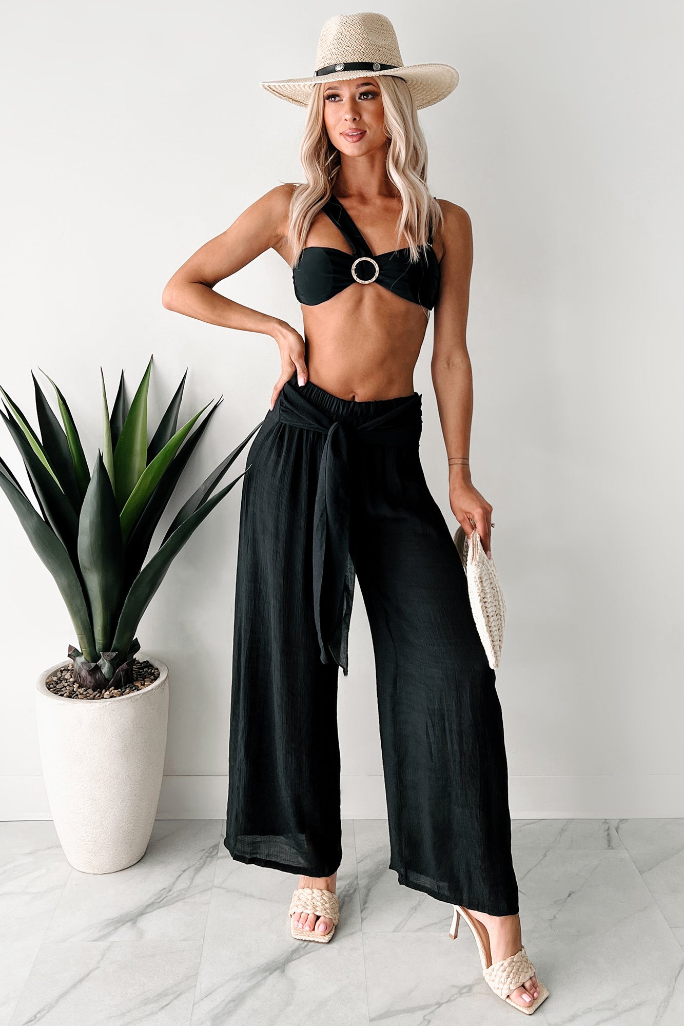 In Full Swing Wide Leg Linen Pants (Black) · NanaMacs