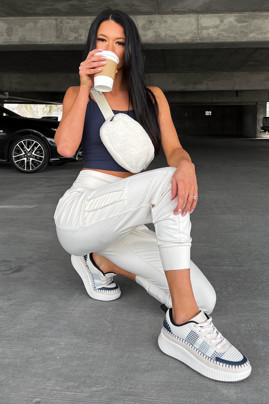 Bestie For The Restie Butter Soft Side Pocket Joggers (White Pearl)