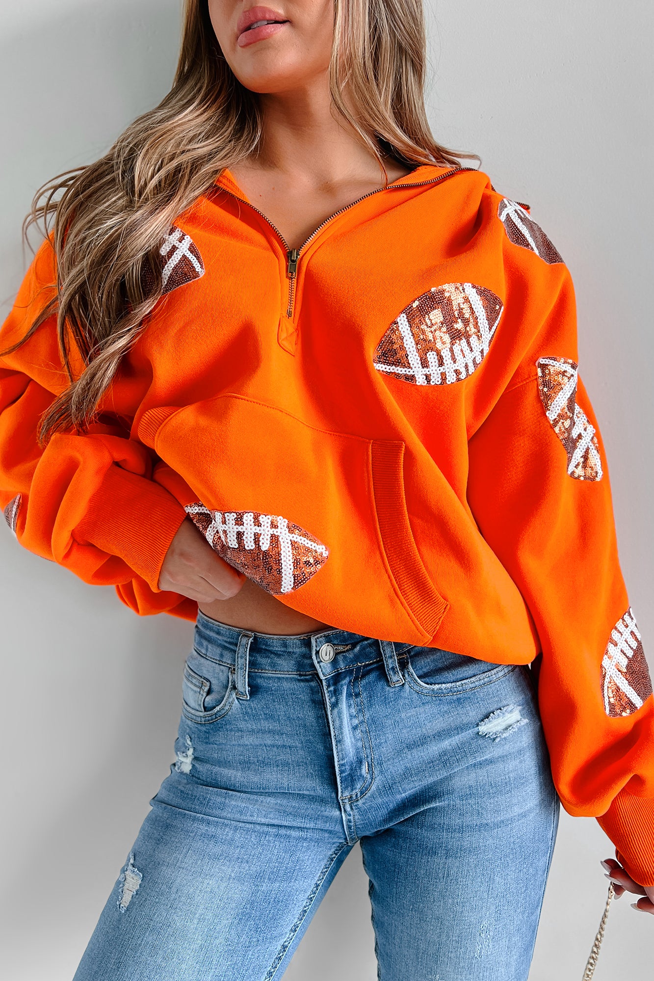 Orange crop top online hoodie